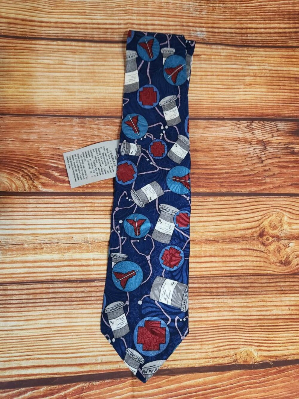 VTG Charles' Patrick for J. Blades & Co Medical Silk Tie XL Pill Bottles Rx